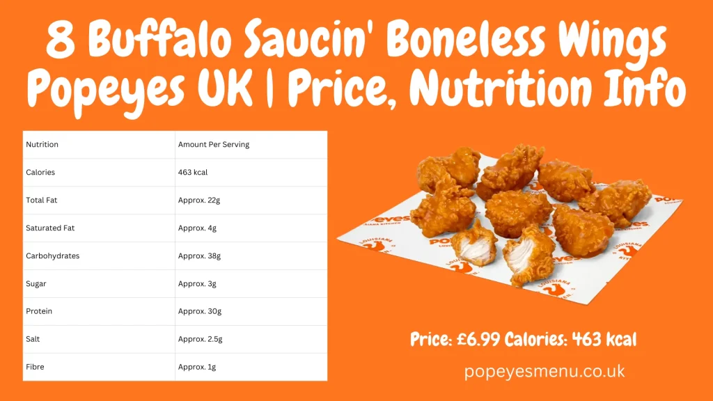 8 Buffalo Saucin' Boneless Wings Popeyes UK