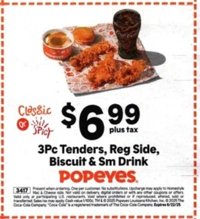 3pc Tenedrs, Regular Side, Biscuit & Small Drink