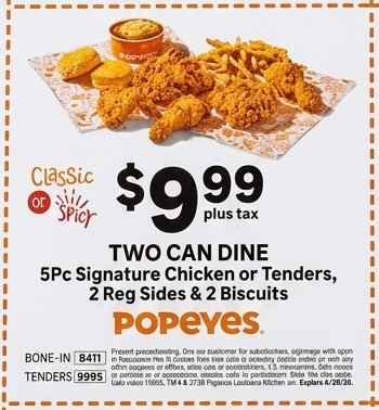 Two Can Dine ( 5Pc Signature Chicken or Tenders, 2 Reg Sides & 2 Biscuits